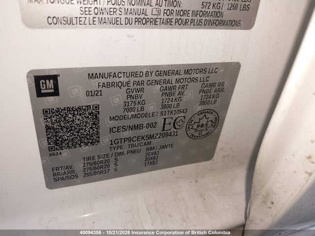 1GTP9CEK5MZ209431 GMC Sierra 1500 Elevation