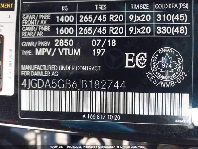 4JGDA5GB6JB182744 Mercedes-Benz Gle 400 4matic