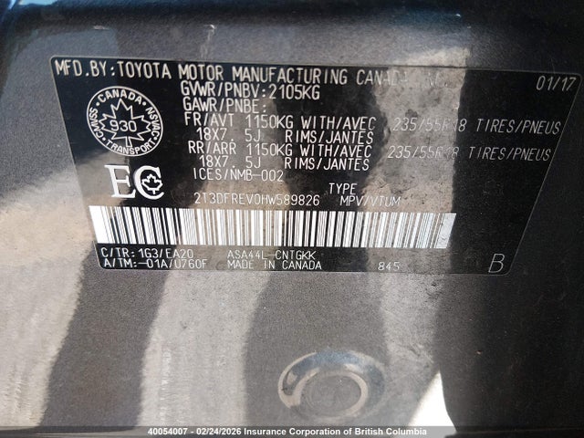 Aukcja sprzedaży 2017 Toyota Rav4 Limited/se/platinum, vin: 2T3DFREV0HW589826, numer aukcji: 40054007