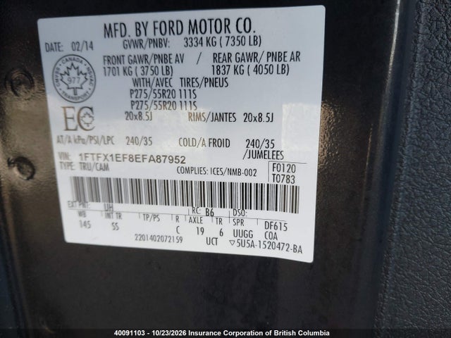 Aukcja sprzedaży 2014 Ford F-150 Stx, vin: 1FTFX1EF8EFA87952, numer aukcji: 40091103