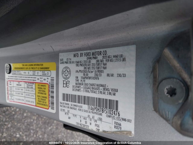 Ford FUSION SE 2015 1FA6P0H78F5102476 Image 9