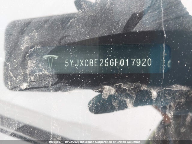 40094507 :رقم المزاد ، 5YJXCBE25GF017920 vin ، 2016 Tesla Model X Awd/standard Range مزاد بيع