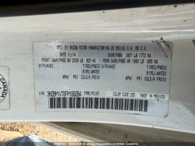 3MZBM1V78FM168254 Mazda 3 TOURING