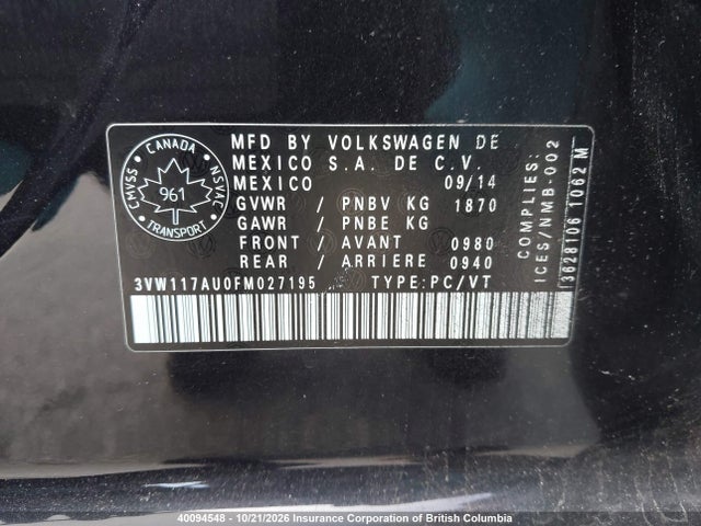3VW117AU0FM027195 Volkswagen Golf