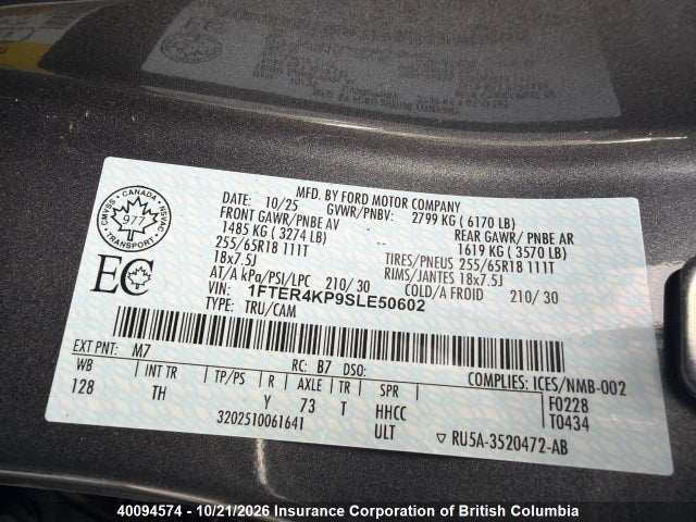 Ford Ranger Lariat 2025 1FTER4KP9SLE50602 Image 5