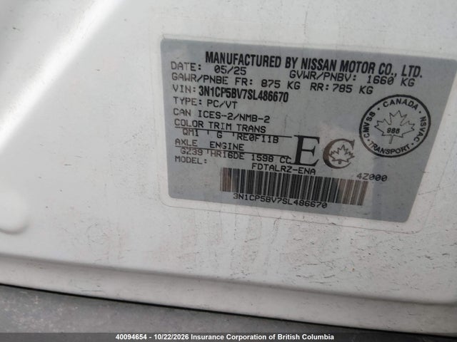 3N1CP5BV7SL486670 Nissan Kicks