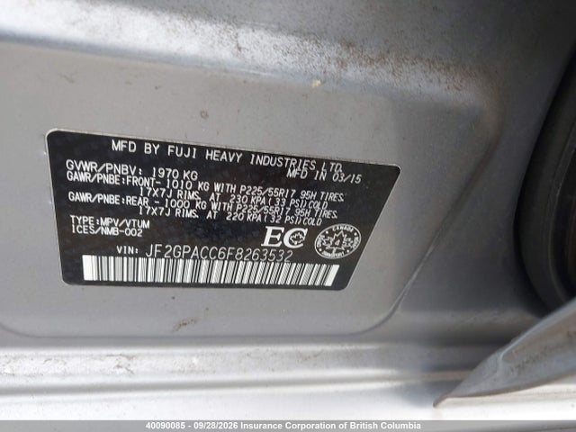 Subaru Xv Crosstrek 2.0 Premium 2015 JF2GPACC6F8263532 Image 9