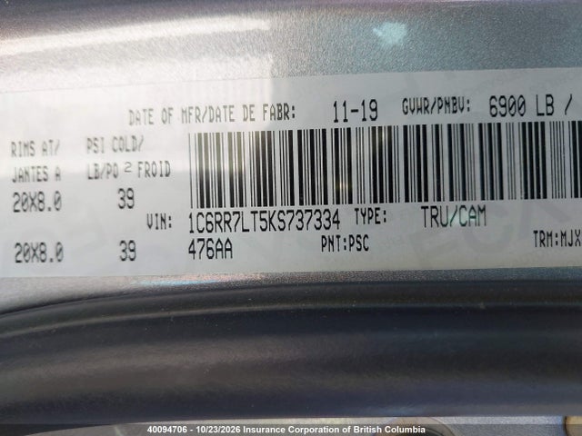 RAM 1500 Classic Slt 2019 1C6RR7LT5KS737334 Image 9