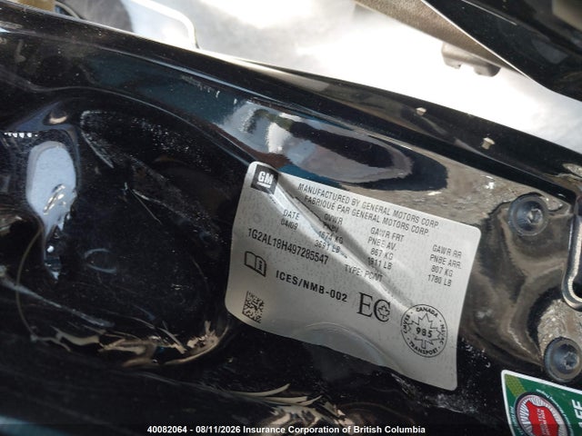 40082064 :رقم المزاد ، 1G2AL18H497285547 vin ، 2009 Pontiac G5 مزاد بيع