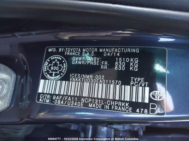 Toyota Yaris 2014 VNKKTUD30EA011570 Image 9