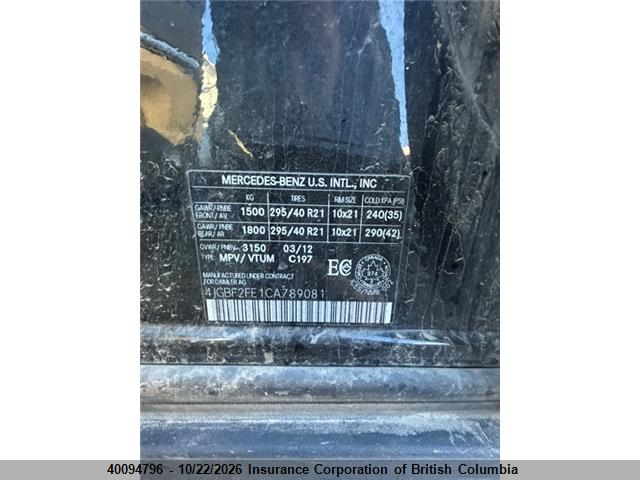Aukcja sprzedaży 2012 Mercedes-benz Gl 350 Bluetec, vin: 4JGBF2FE1CA789081, numer aukcji: 40094796