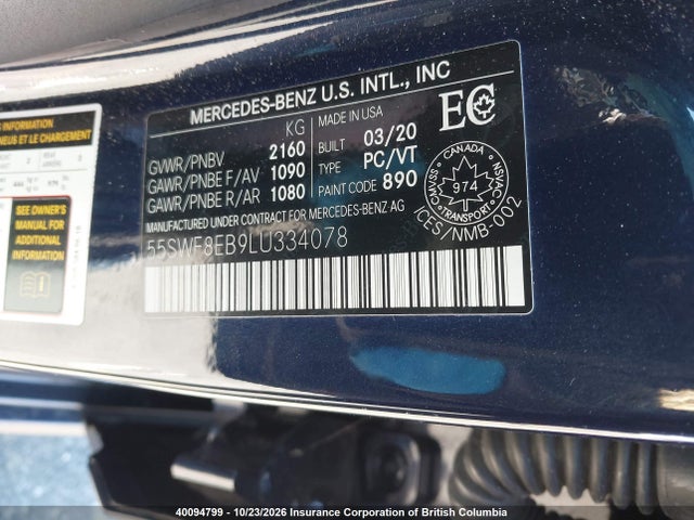 55SWF8EB9LU334078 Mercedes-Benz C 300 4matic