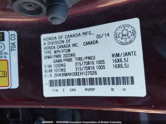 Honda CR-V 2014 2HKRM4H3XEH127026 Image 9