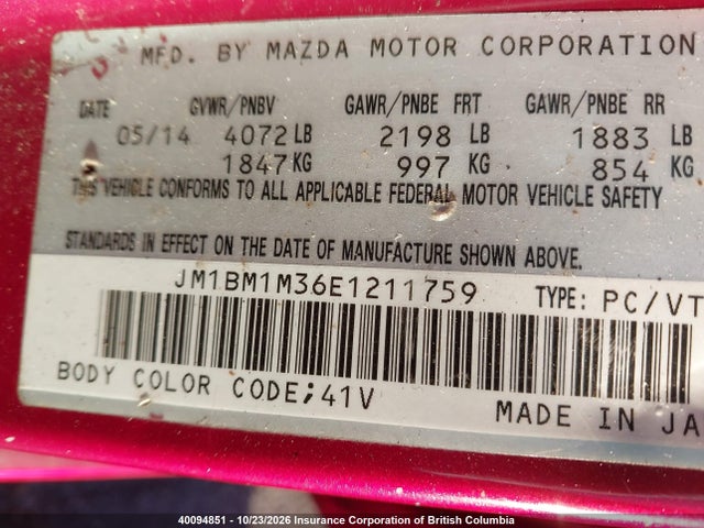 Mazda 3 Grand Touring 2014 JM1BM1M36E1211759 Image 9