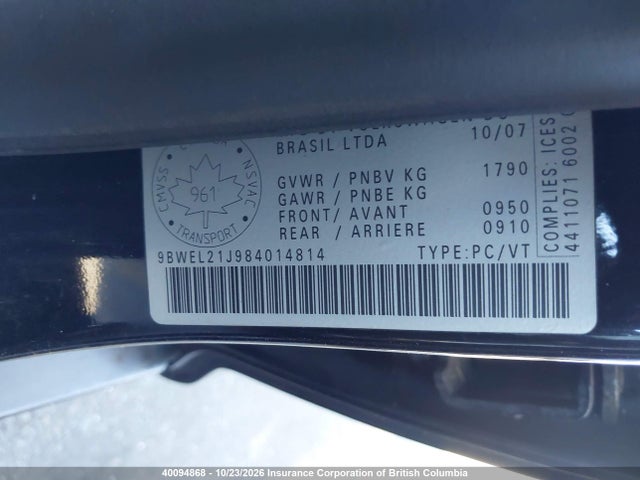 40094868 :رقم المزاد ، 9BWEL21J984014814 vin ، 2008 Volkswagen Golf مزاد بيع