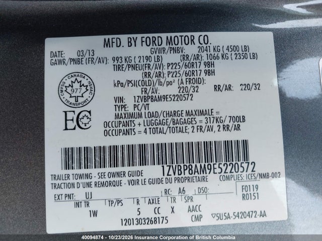 Ford Mustang V6 2014 1ZVBP8AM9E5220572 Image 9