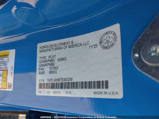 Honda Civic 2026 19XFL4H98TE400248 Image 9