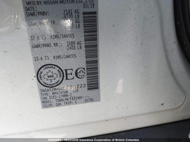 Nissan Rogue 2019 5N1AT2MV6KC790222 Image 9