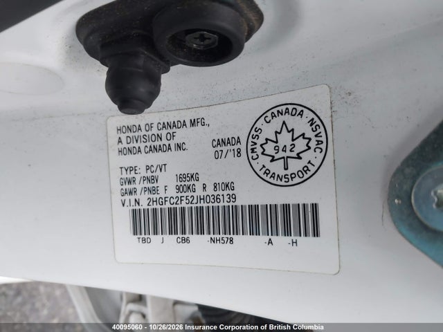 Honda Civic 2018 2HGFC2F52JH036139 Image 9