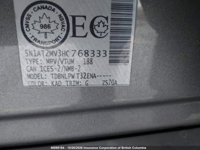 Nissan Rogue 2017 5N1AT2MV3HC768333 Image 9
