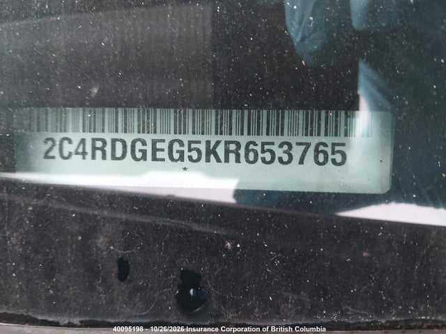 2019 Dodge Grand Caravan Gt მანქანა იყიდება აუქციონზე, vin: 2C4RDGEG5KR653765, აუქციონის ნომერი: 40095198