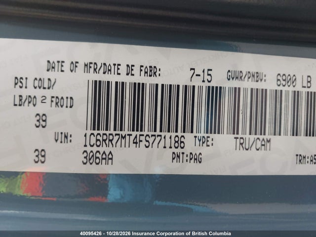 Auction sale of the 2015 Ram 1500 Sport, vin: 1C6RR7MT4FS771186, lot number: 40095426