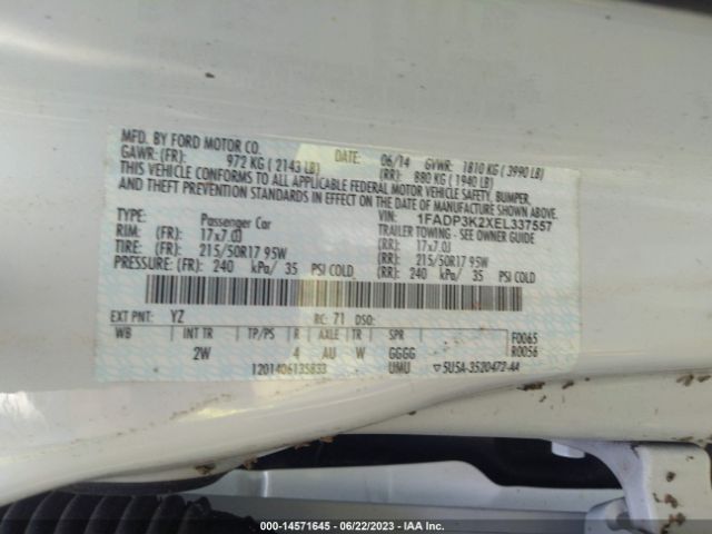 2014 FORD FOCUS 1FADP3K2XEL337557 Photo 8