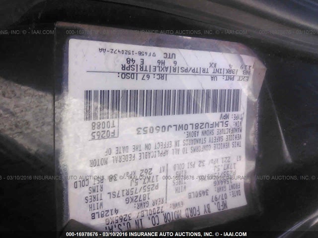 16978676 :رقم المزاد ، 5LMFU28L0WLJ06053 vin ، 1998 Lincoln Navigator مزاد بيع