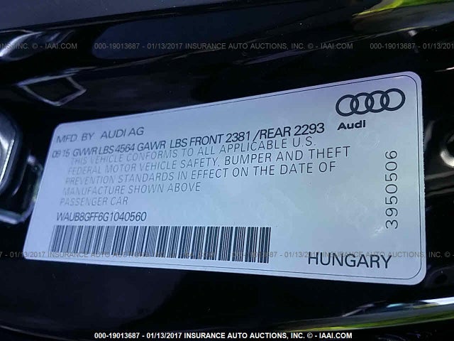 2016 AUDI A3 WAUB8GFF6G1040560 Photo 8
