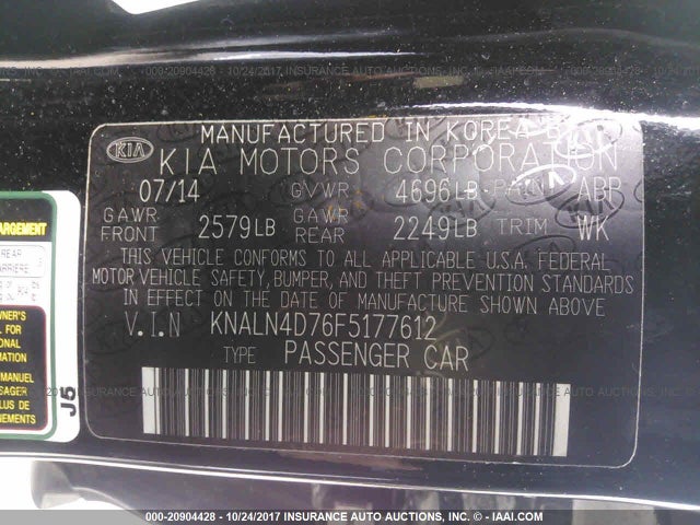 2015 Kia Cadenza, VIN: KNALN4D76F5177612