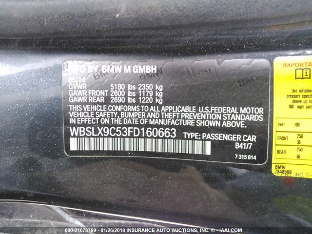 2015 BMW M6 WBSLX9C53FD160663 Photo 8