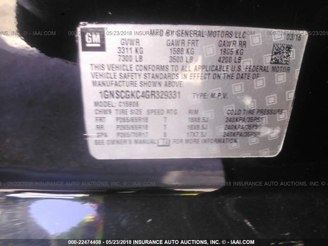Chevrolet Suburban Ls 2016 1GNSCGKC4GR329331 Image 9