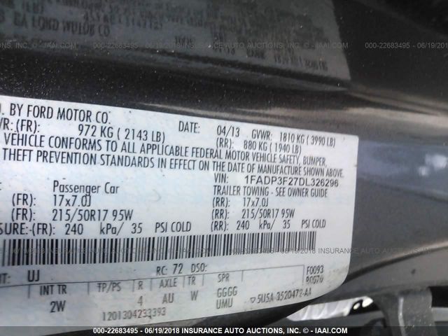 2013 FORD FOCUS 1fadp3f27dl326296 Photo 8