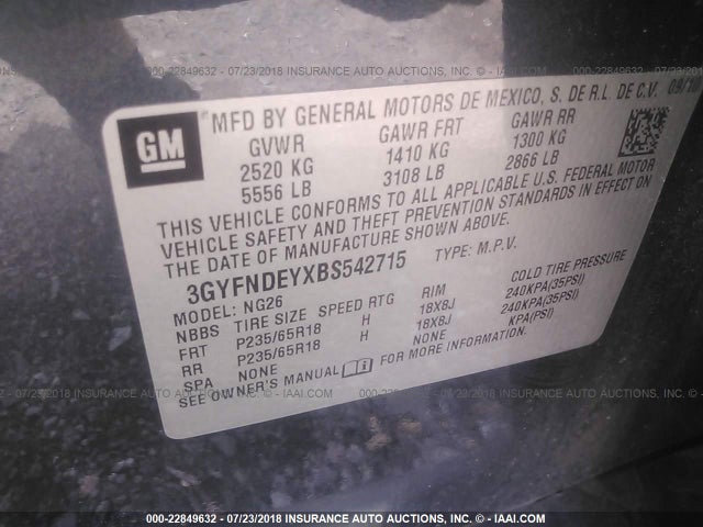 2011 CADILLAC SRX 3GYFNDEYXBS542715 Photo 8