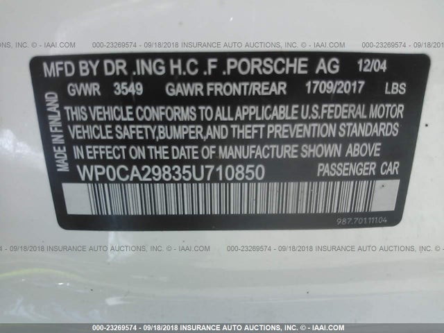 2005 PORSCHE BOXSTER WP0CA29835U710850 Photo 8