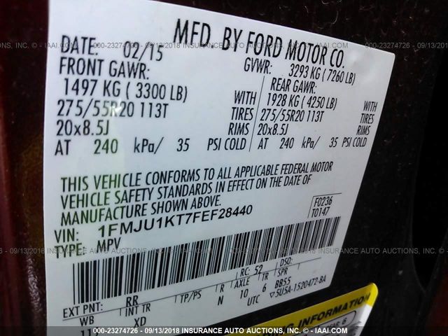 1FMJU1KT7FEF28440 Ford Expedition Limited
