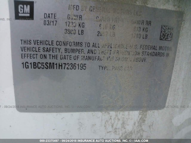 Chevrolet Cruze Ls Auto 2017 1G1BC5SM1H7236195 Image 9
