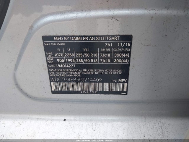 2016 Mercedes-benz Gla 250 მანქანა იყიდება აუქციონზე, vin: WDCTG4EB5GJ214409, აუქციონის ნომერი: 23505547