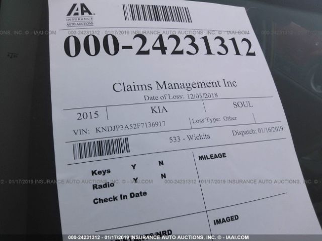 KNDJP3A52F7136917 KIA SOUL +