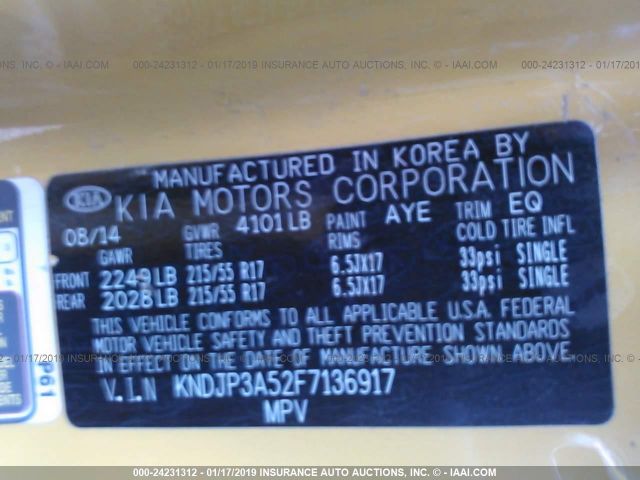 KNDJP3A52F7136917 KIA SOUL +