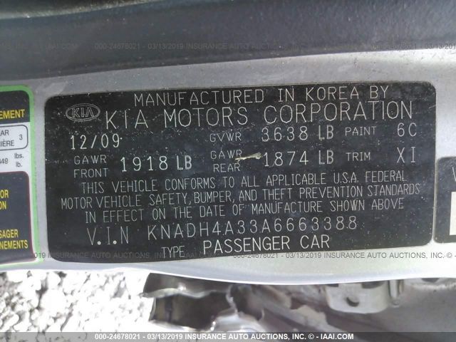 KNADH4A33A6663388 KIA RIO LX