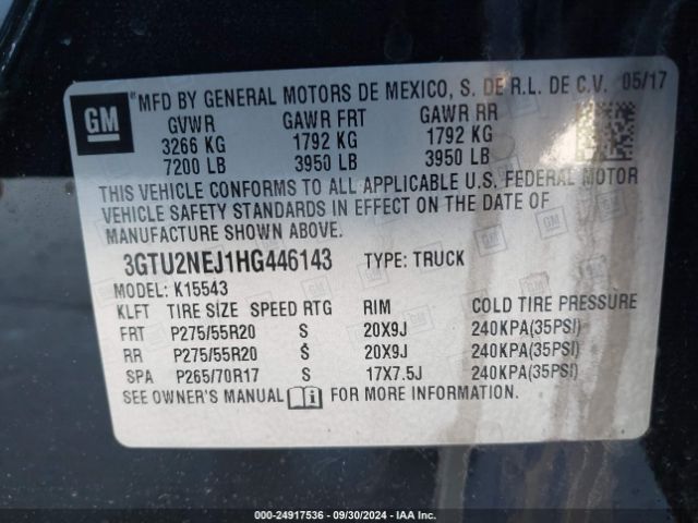 3GTU2NEJ1HG446143 GMC Sierra 1500 Slt