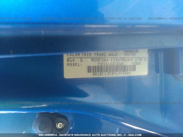 2007 Nissan Versa 1.8sl მანქანა იყიდება აუქციონზე, vin: 3N1BC13E87L443364, აუქციონის ნომერი: 24989914