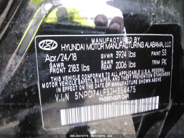 Hyundai ELANTRA SE 2018 5NPD74LF5JH354475 Image 9