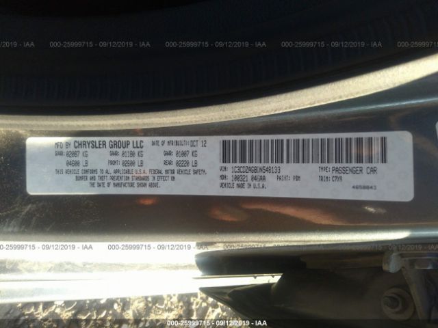 1C3CDZAG8DN548133 2013 DODGE AVENGER фото продажи на аукционе Америки no.9