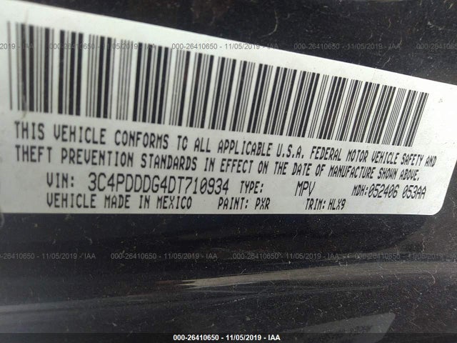 2013 DODGE JOURNEY CREW VIN: 3C4PDDDG4DT710934