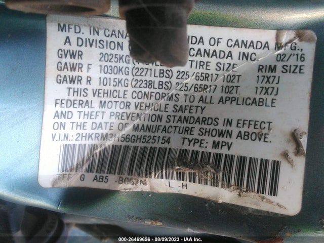 Honda CR-V EX 2016 2HKRM3H56GH525154 Image 9
