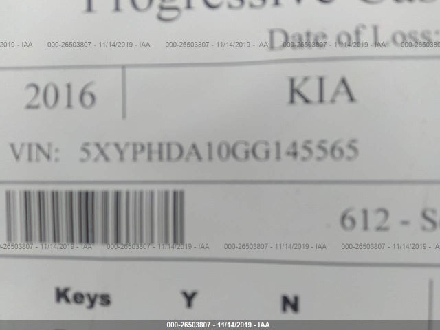 2016 KIA SORENTO 2.0T EX VIN: 5XYPHDA10GG145565