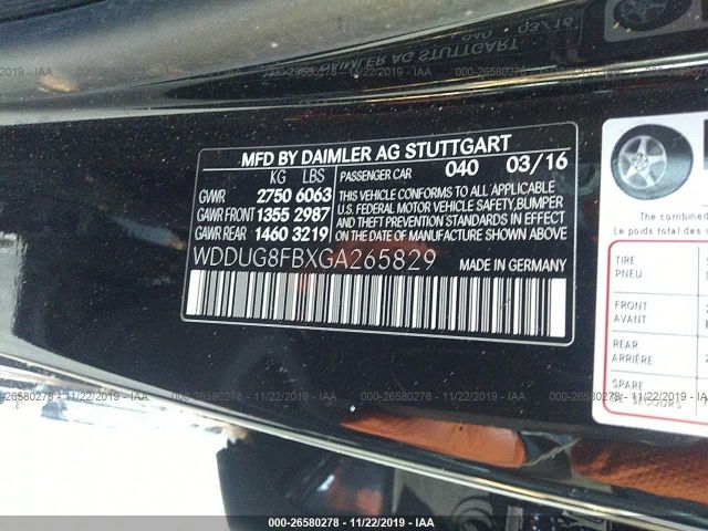 WDDUG8FBXGA265829 Mercedes-Benz S-class S 550