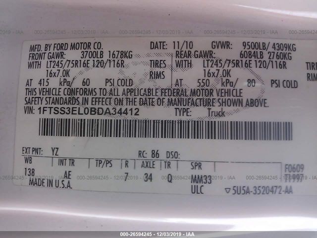 2011 FORD E-350 SUPER DUTY 1FTSS3EL0BDA34412 Photo 8